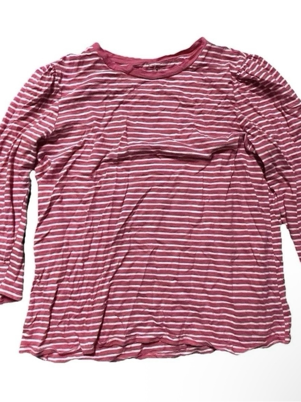 Women’s St John’s Bay White Pink Striped Shirt Size Large